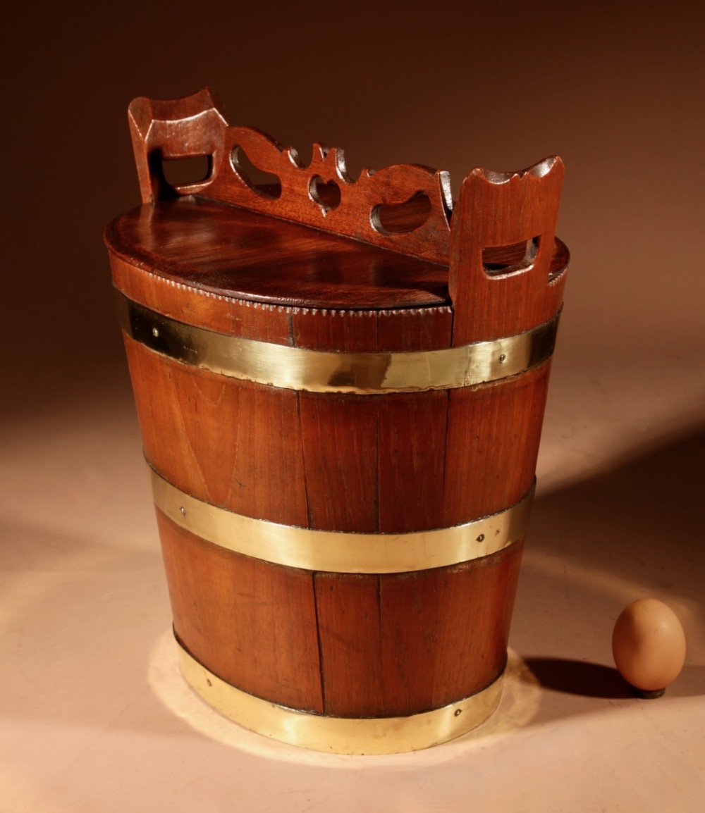 Interesting Dutch Coopered Hardwood Brass Bound Butter Barrel 19th Century.-photo-3