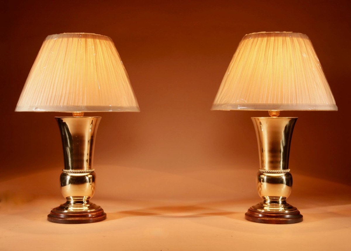 Pair Of Elegant Brass Table Lamps, Circa 1900-1920.