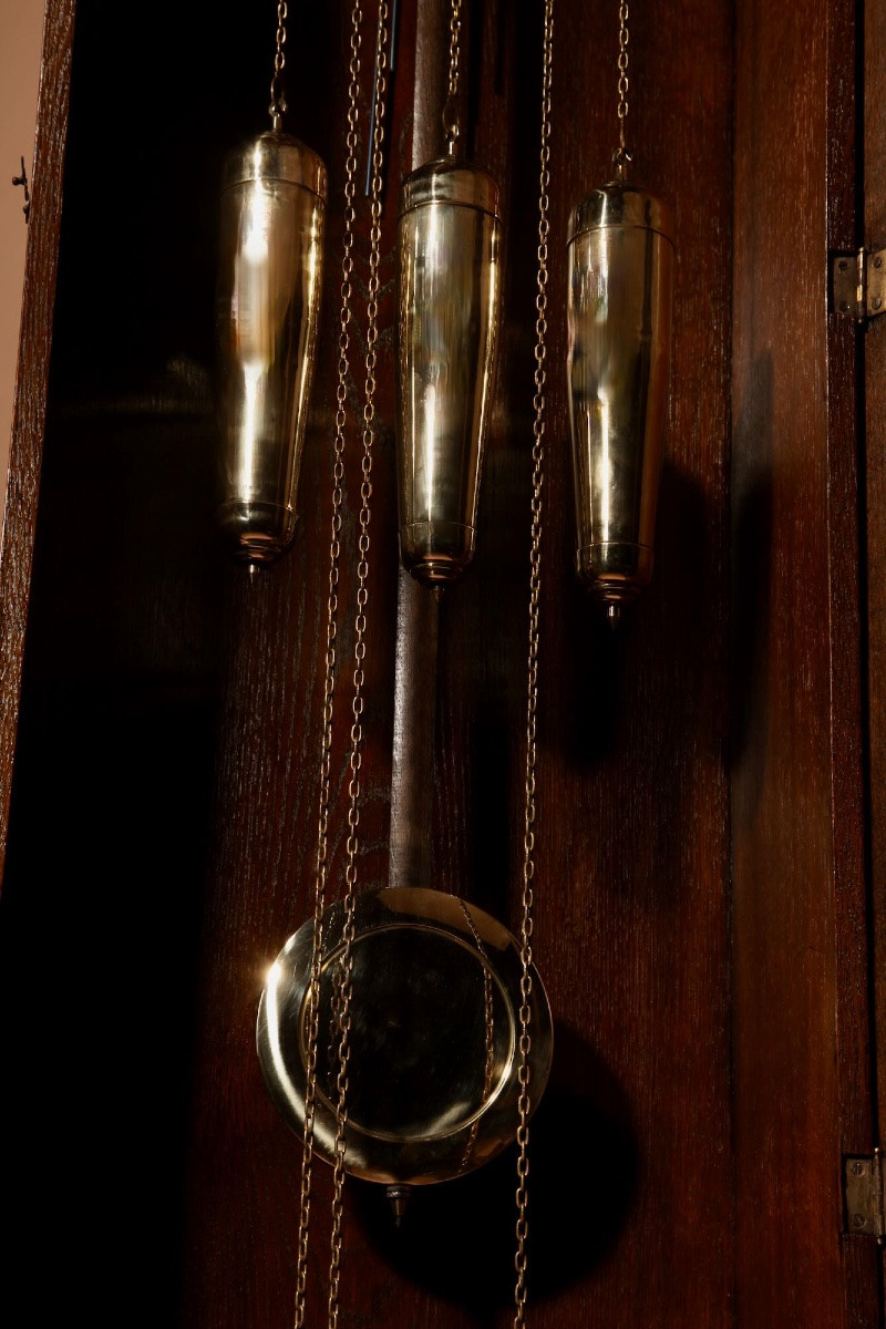  Art Deco Black Forest Longcase Clock, 4 Chimes/melodies, In Oak, Patented, Germany. -photo-5