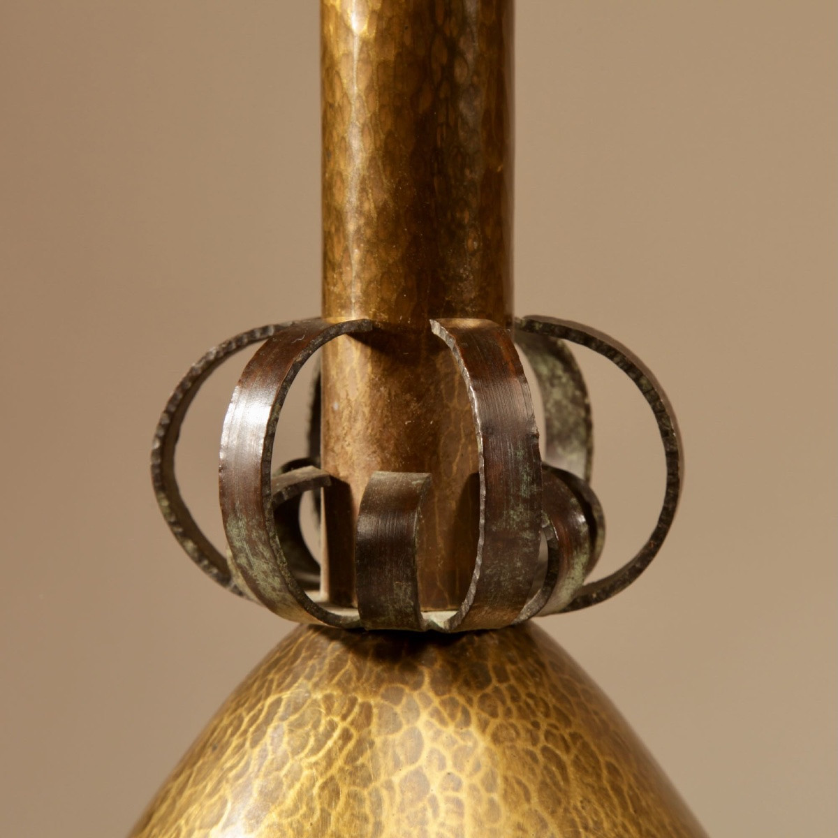 Pair A: Very Impressive Amsterdam School Pair Of Brass/iron Pricket Candlesticks Circa 1900-20 -photo-2