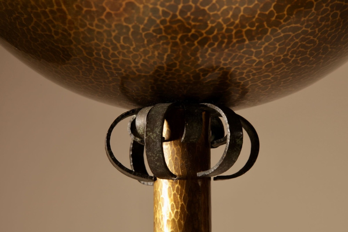 Pair A: Very Impressive Amsterdam School Pair Of Brass/iron Pricket Candlesticks Circa 1900-20 -photo-3