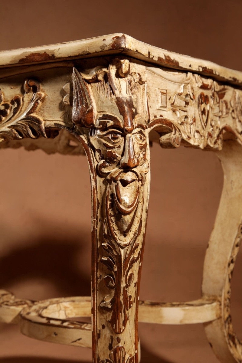 Banquette de fenêtre sculptée de style Régence, pouvant également servir de table basse ou de -photo-8