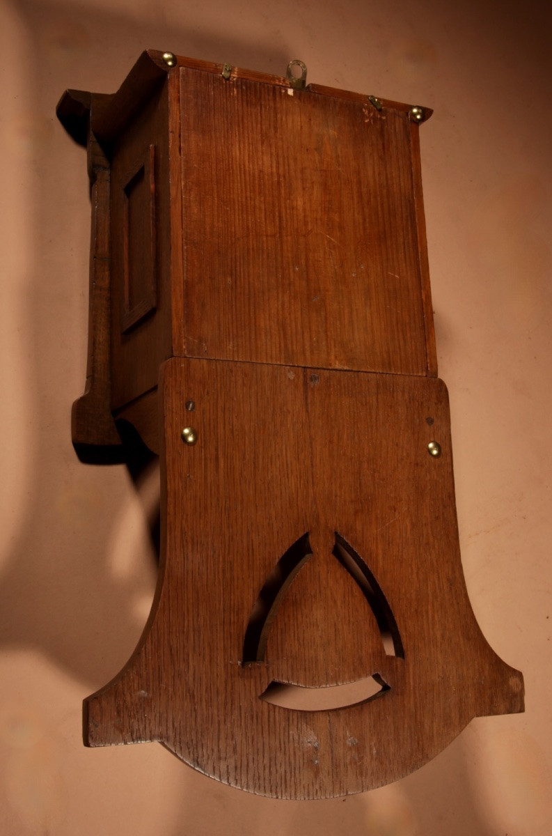 Horloge murale Art Nouveau Philipp Haas Forêt-Noire, très élégante, en chêne blond, vers 1900.-photo-4