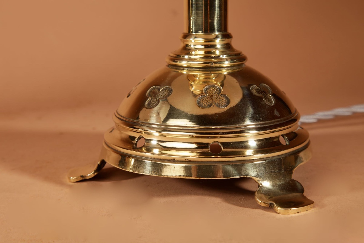 Pair Of Cast Brass Table Lamps In The Medieval Style, Circa 1900 -photo-3