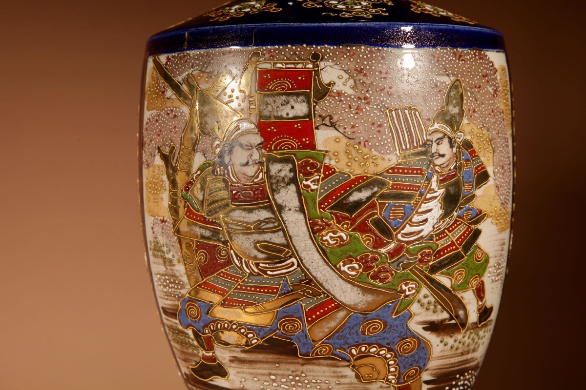  Large Very Decorative Pair Of Japanese Satsuma Table Lamps.-photo-4