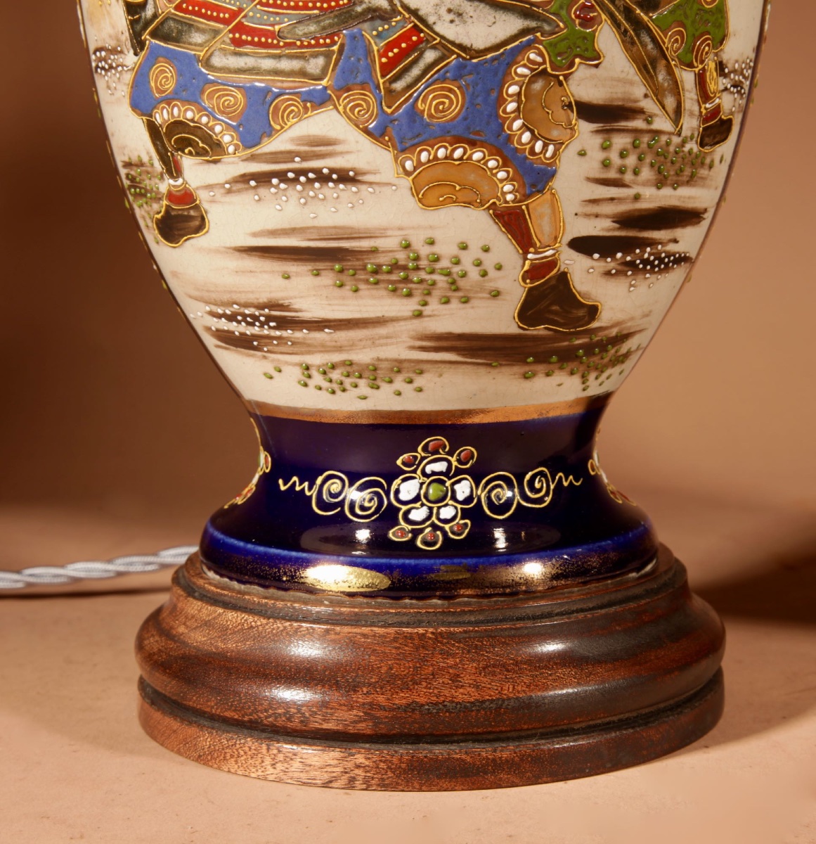  Large Very Decorative Pair Of Japanese Satsuma Table Lamps.-photo-5