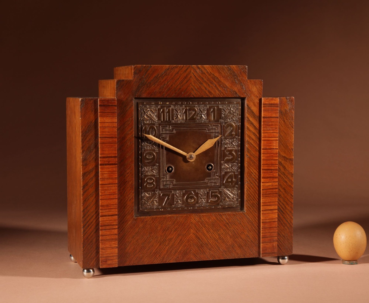 Pendule de cheminée Art Nouveau/Art Déco de l'École d'Amsterdam, -photo-2