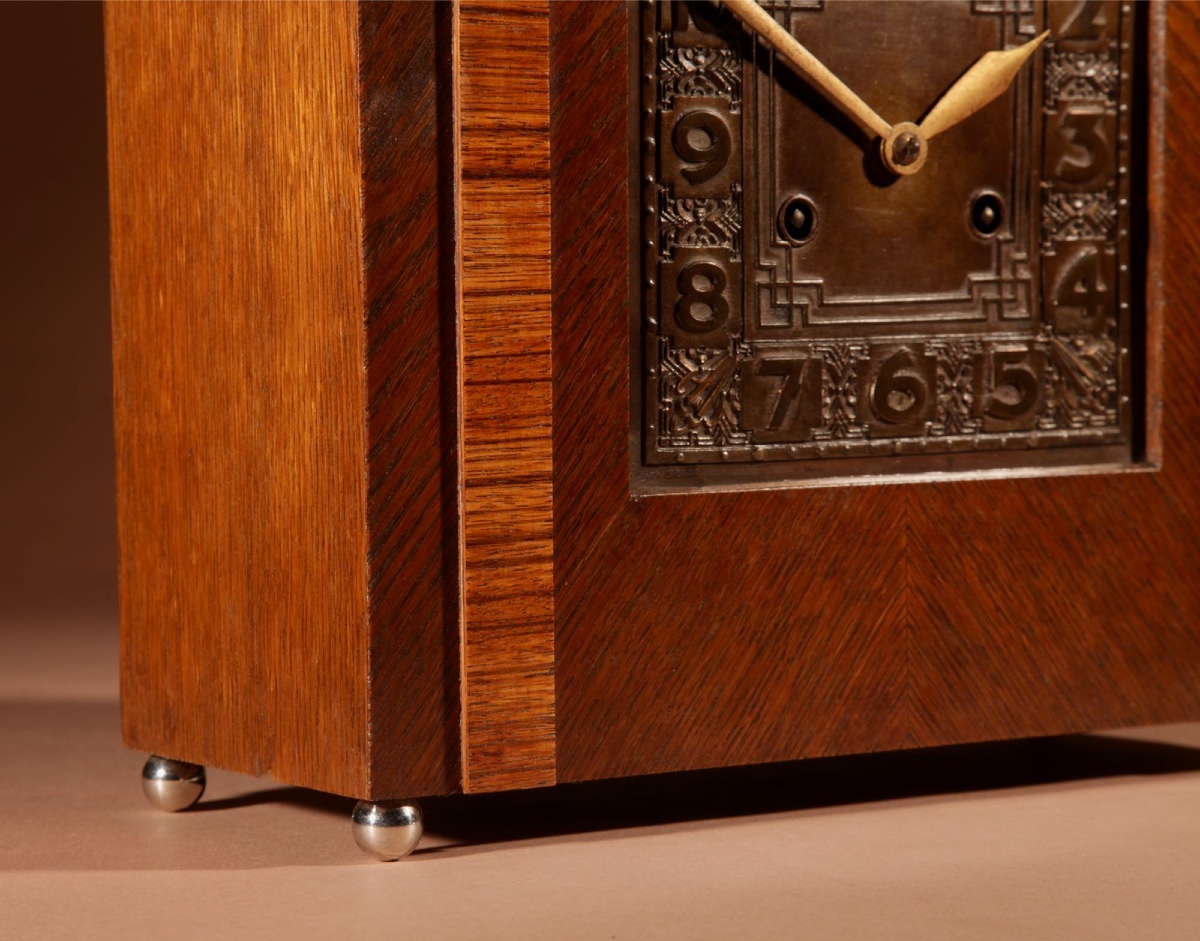 Pendule de cheminée Art Nouveau/Art Déco de l'École d'Amsterdam, -photo-4