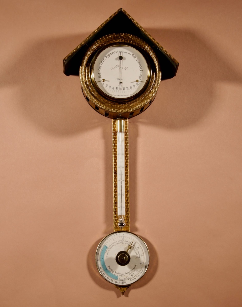 Rare et intéressante station météorologique : hygromètre à cheveux breveté Klinkerfues, fabriqu