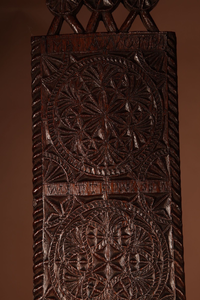 Extremely Fine Larger Then Normal Oak Chip Carved Dutch Frisian Mangle Board With Text, Initial-photo-2