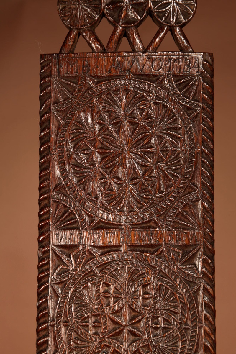 Extremely Fine Larger Then Normal Oak Chip Carved Dutch Frisian Mangle Board With Text, Initial-photo-3