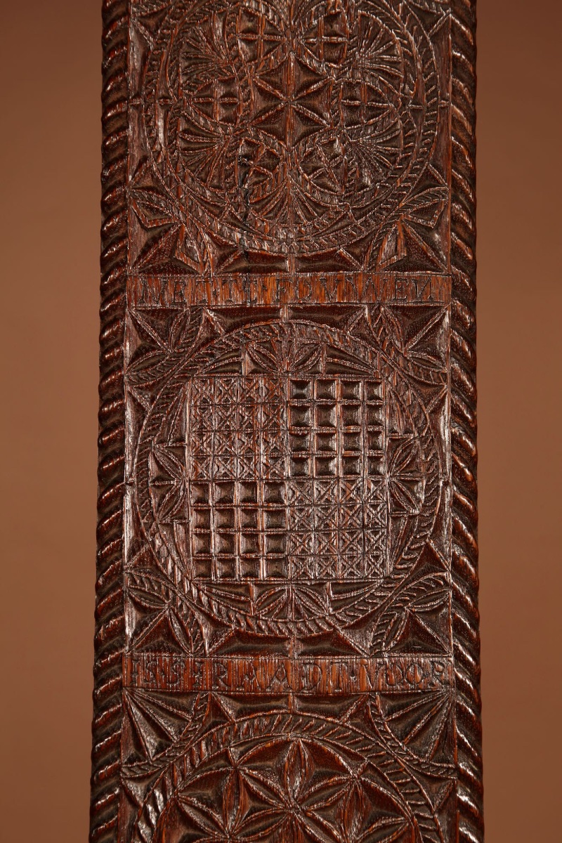 Extremely Fine Larger Then Normal Oak Chip Carved Dutch Frisian Mangle Board With Text, Initial-photo-4