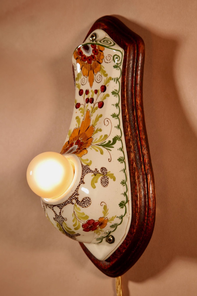 A Dutch Delft  Art Nouveau / Art Deco “plateel” (ceramic) Coloured Night Light Delft/gouda-photo-3