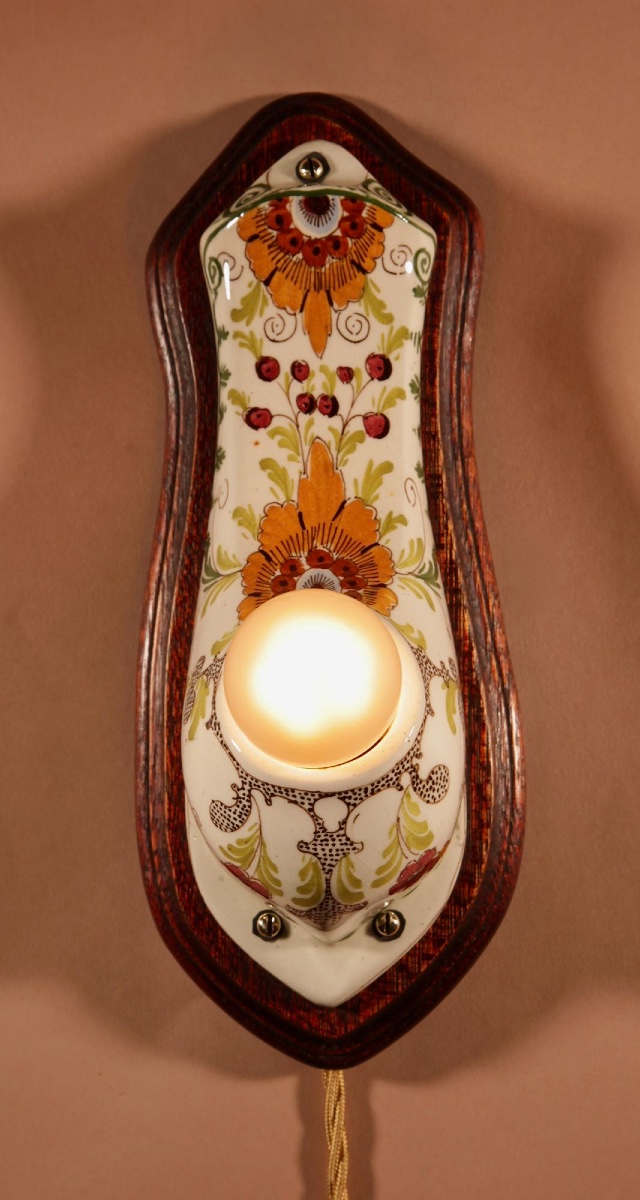 A Dutch Delft  Art Nouveau / Art Deco “plateel” (ceramic) Coloured Night Light Delft/gouda-photo-4