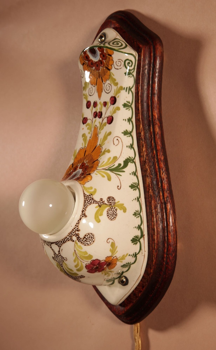 A Dutch Delft  Art Nouveau / Art Deco “plateel” (ceramic) Coloured Night Light Delft/gouda-photo-2
