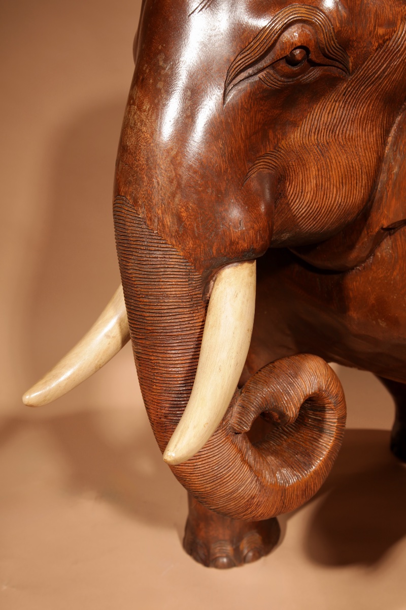 Art Deco Period Dugout Real Pair Of Impressive Elephant Arm Chairs.-photo-6