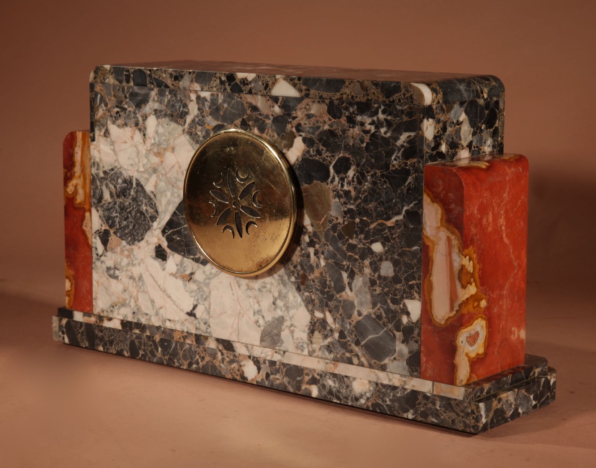 Art Deco Marble Clock Mantelpiece (france, Circa 1920)-photo-1