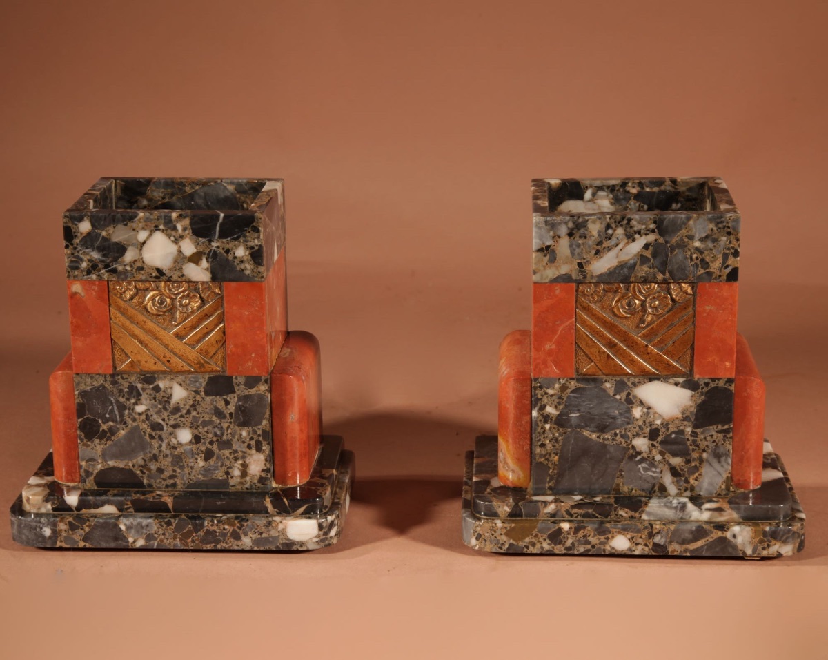 Art Deco Marble Clock Mantelpiece (france, Circa 1920)-photo-2