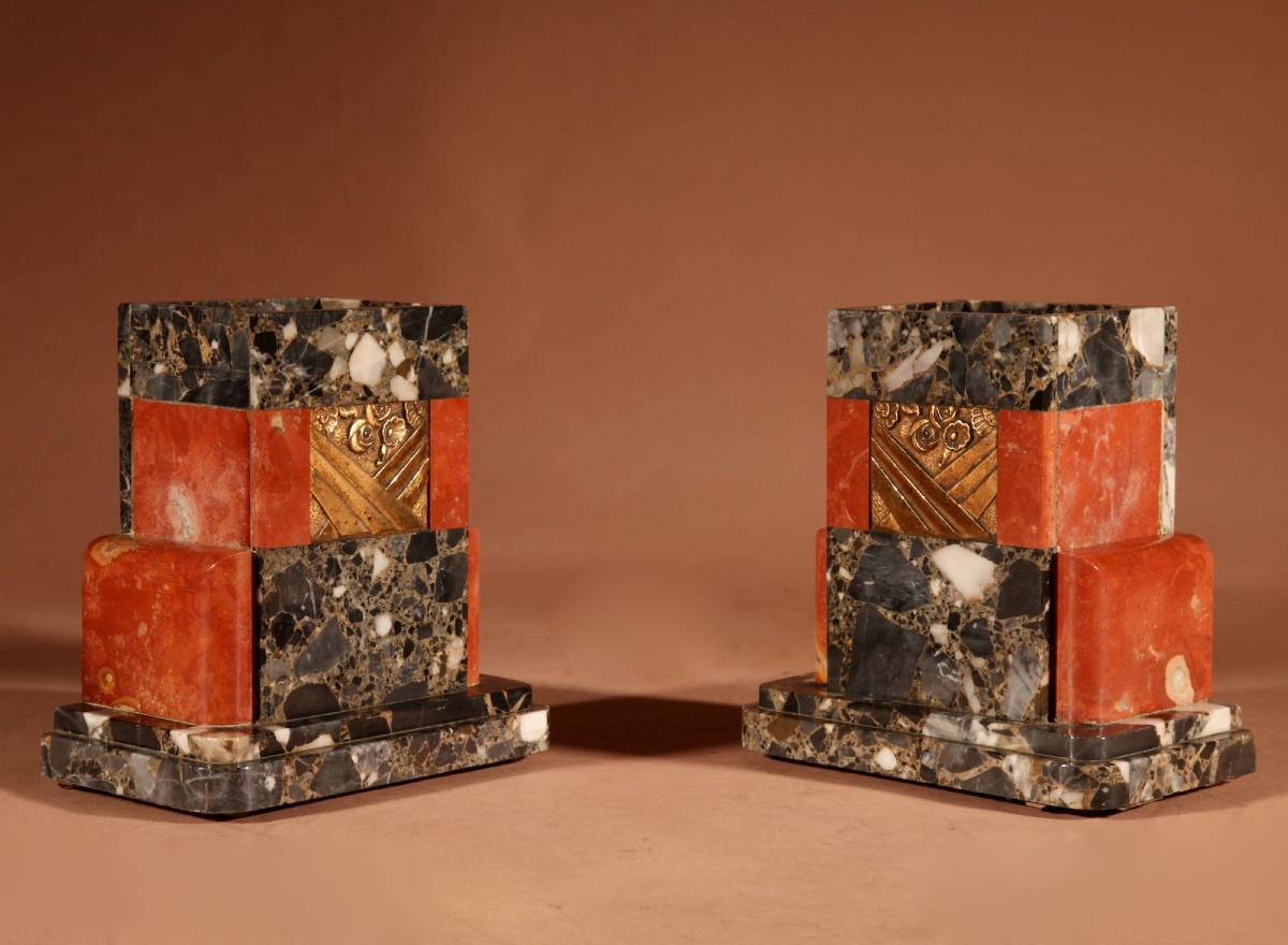 Art Deco Marble Clock Mantelpiece (france, Circa 1920)-photo-3