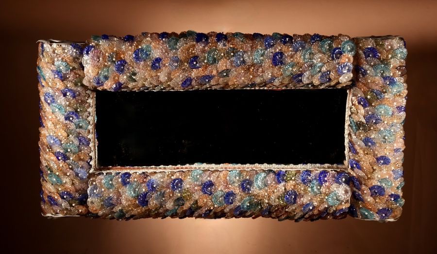Miroir design lumineux en verre, probablement de Murano-photo-2