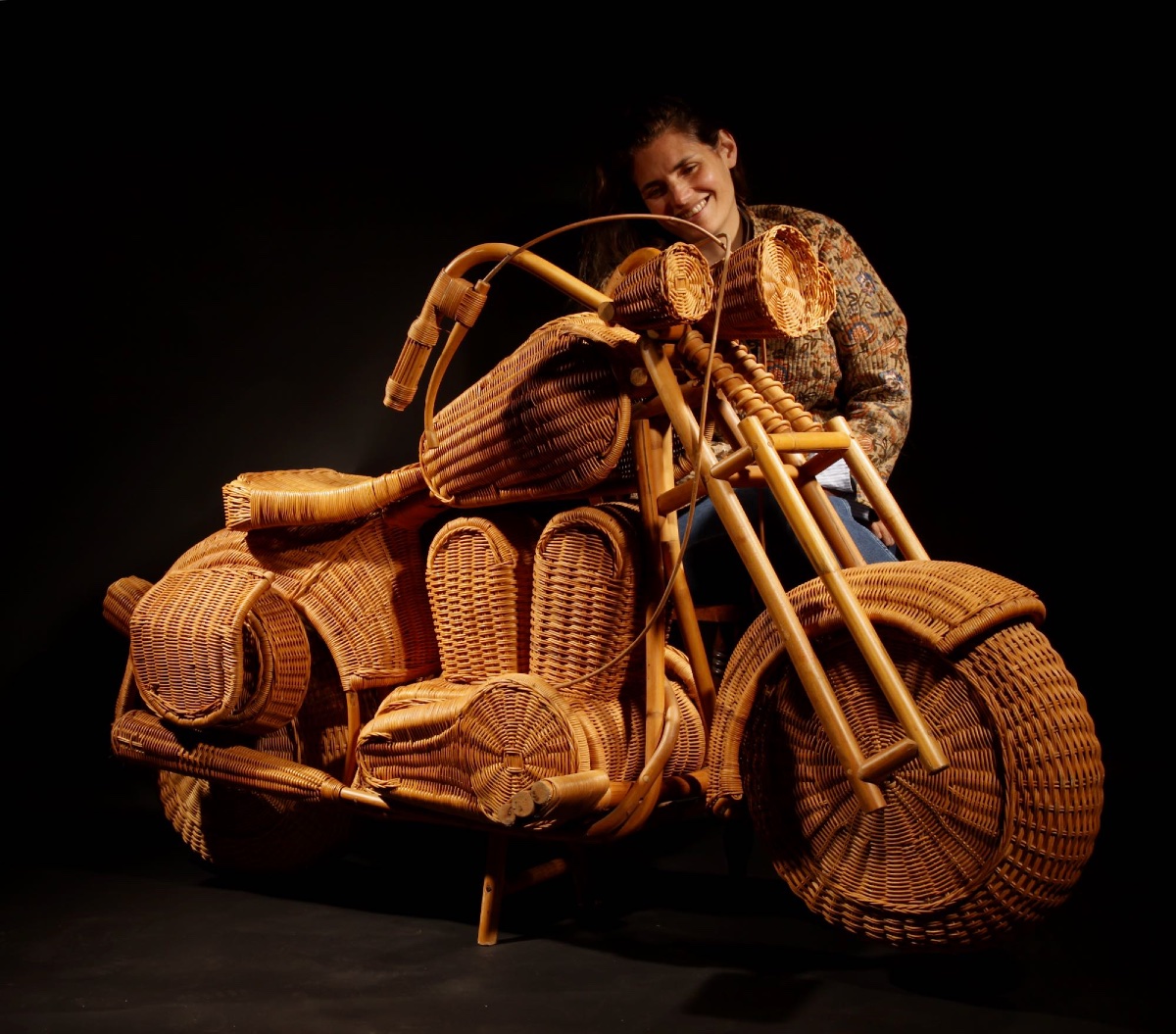 Life Size Rattan, Wicker And Bamboo Harley Davidson, Design Attributed To Tom Dixon B.1959 -photo-2