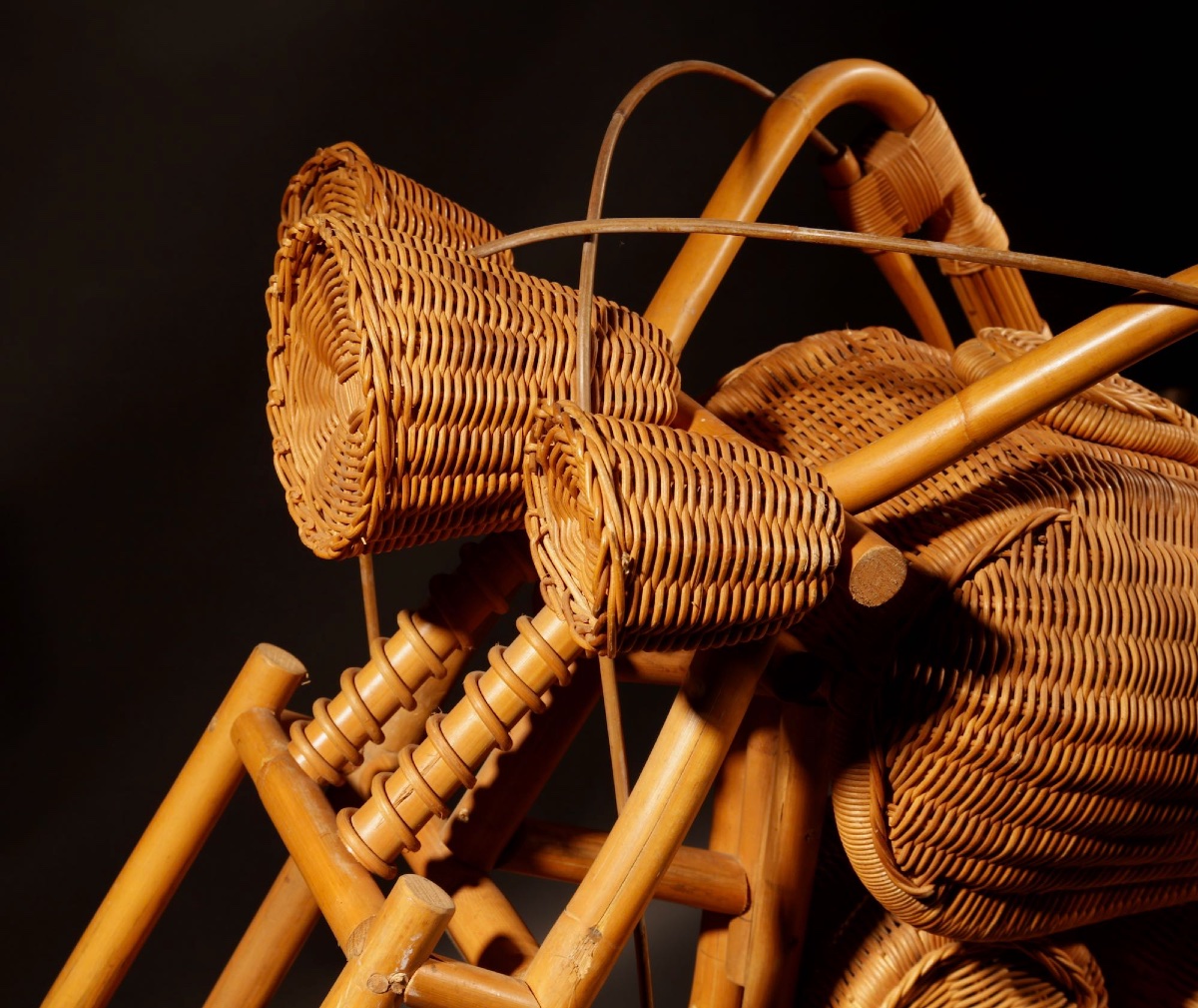 Life Size Rattan, Wicker And Bamboo Harley Davidson, Design Attributed To Tom Dixon B.1959 -photo-2