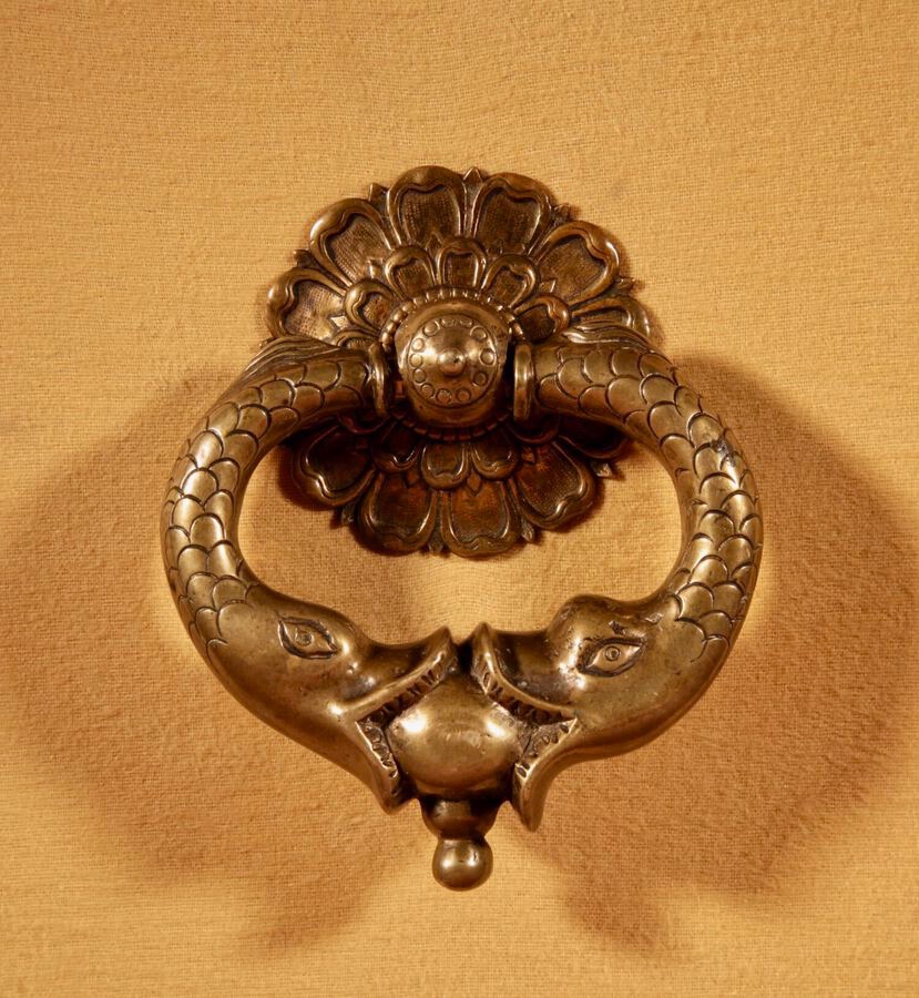 A Very Decorative Original Bronze 18th Century Complete Continental Door Knocker.