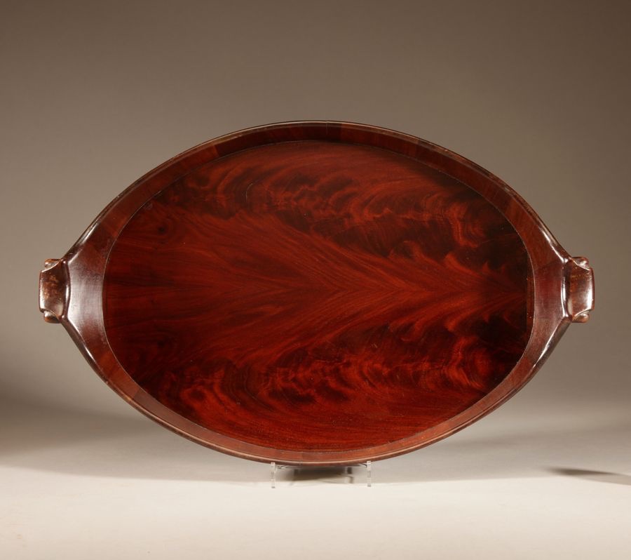 A Very Decorative And Useful Original Oval Mahogany And Brass Coopered Tray.-photo-2