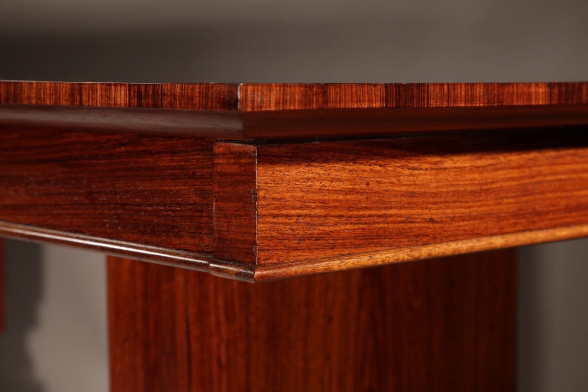 French Art Deco Interesting Rosewood Writing/extending Dining Table.-photo-7