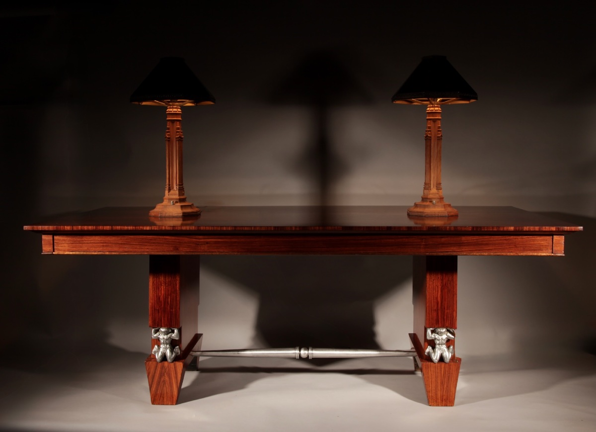French Art Deco Interesting Rosewood Writing/extending Dining Table.