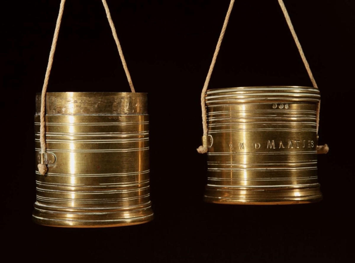 Interesting And Rare Dutch Brass Bushel Balance Complete Set 1846. Of “2 N D Maatjes -photo-3