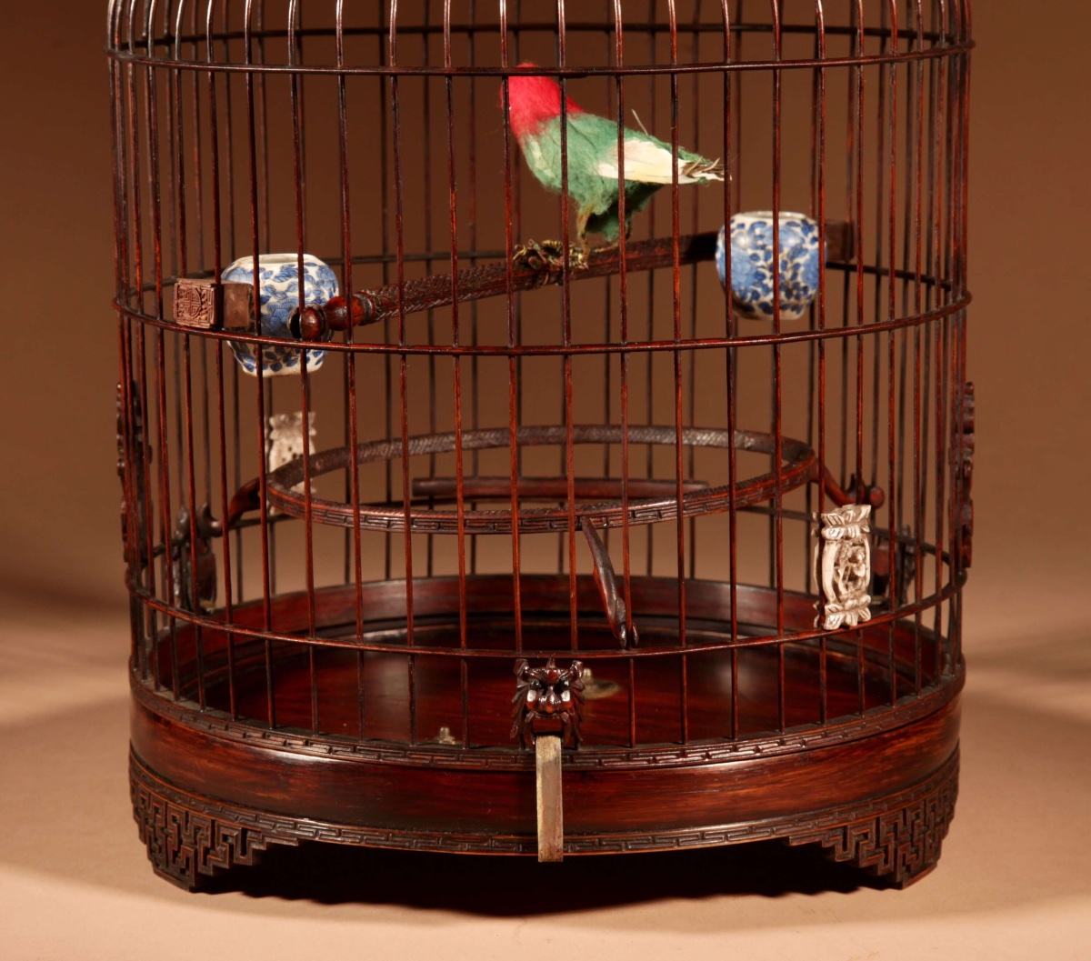 Fine Made And Carved Chinese Bamboo Bird Cage.-photo-3