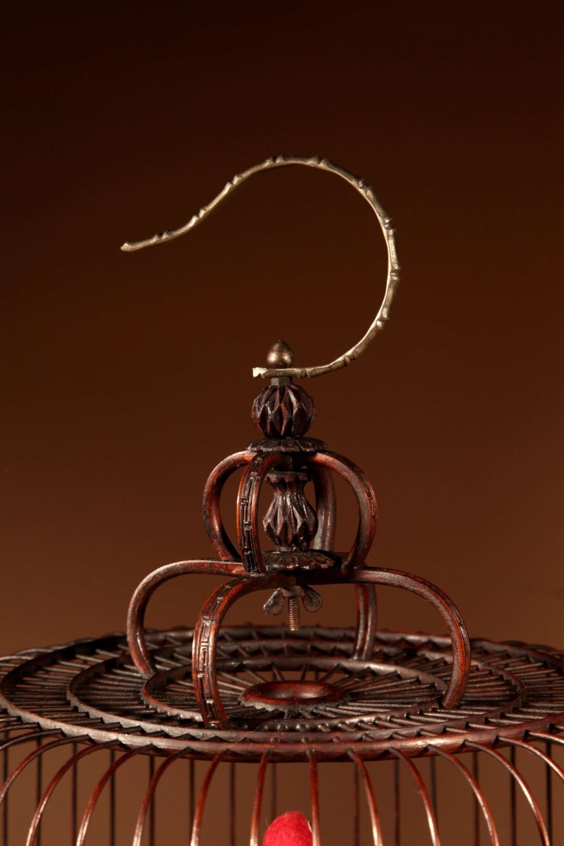 Fine Made And Carved Chinese Bamboo Bird Cage.-photo-4
