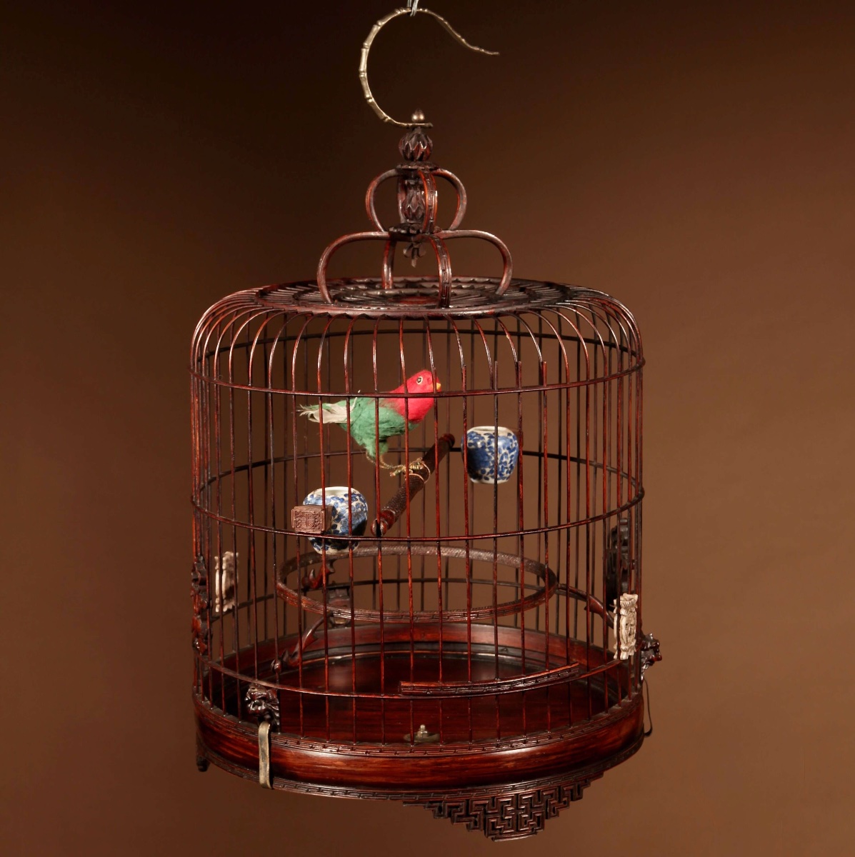 Fine Made And Carved Chinese Bamboo Bird Cage.-photo-5