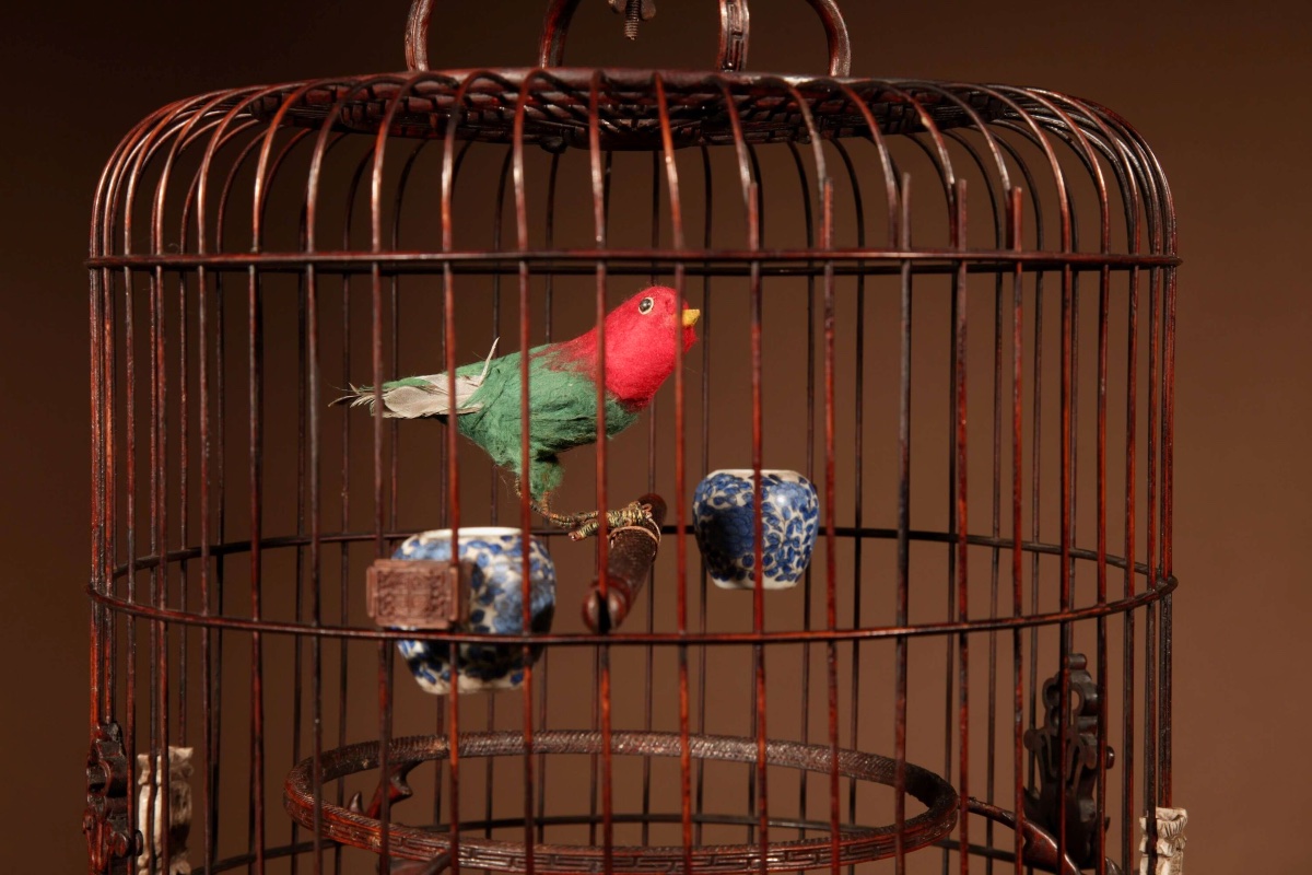 Fine Made And Carved Chinese Bamboo Bird Cage.-photo-6