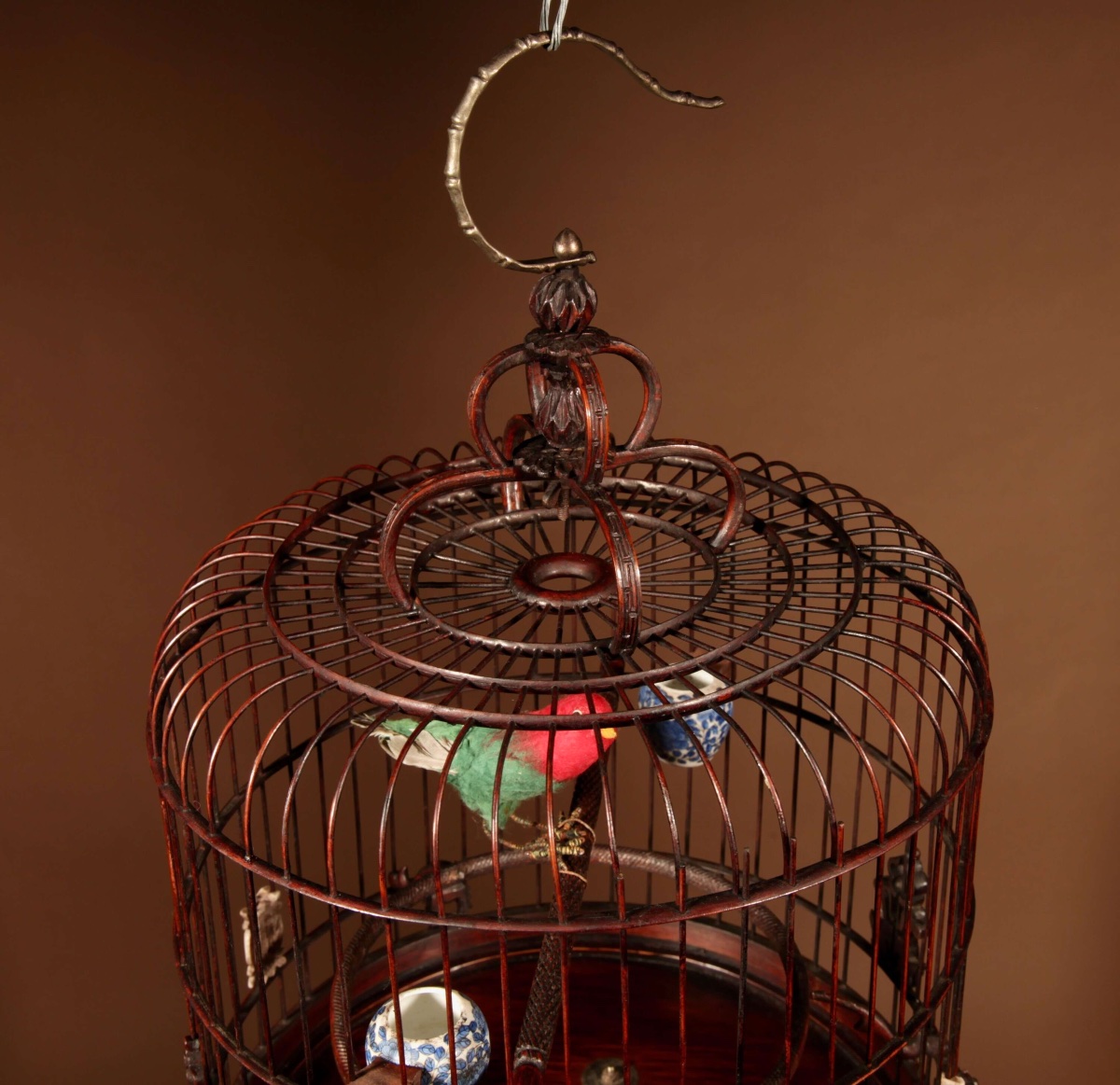Fine Made And Carved Chinese Bamboo Bird Cage.-photo-7