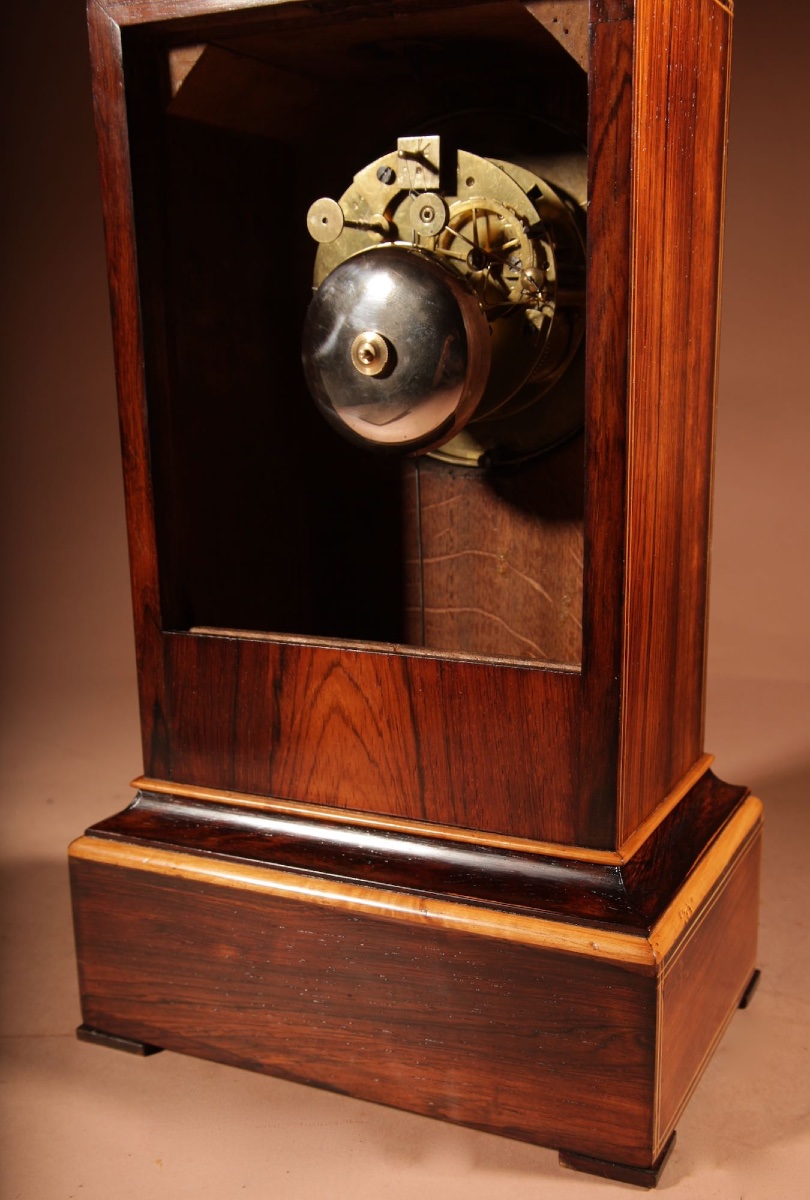   Belle pendule d'époque Charles X en palissandre marqueté (vers 1830-1840)-photo-5