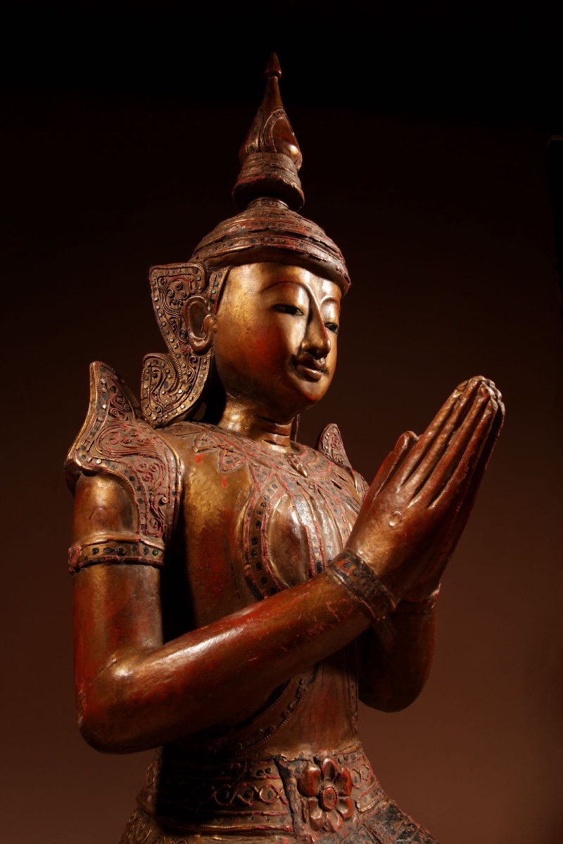Grande statue de gardien Thepphanom (Bouddha agenouillé), Thaïlande, vers 1920-1940. -photo-4