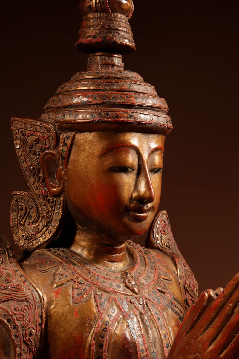 Grande statue de gardien Thepphanom (Bouddha agenouillé), Thaïlande, vers 1920-1940. -photo-7