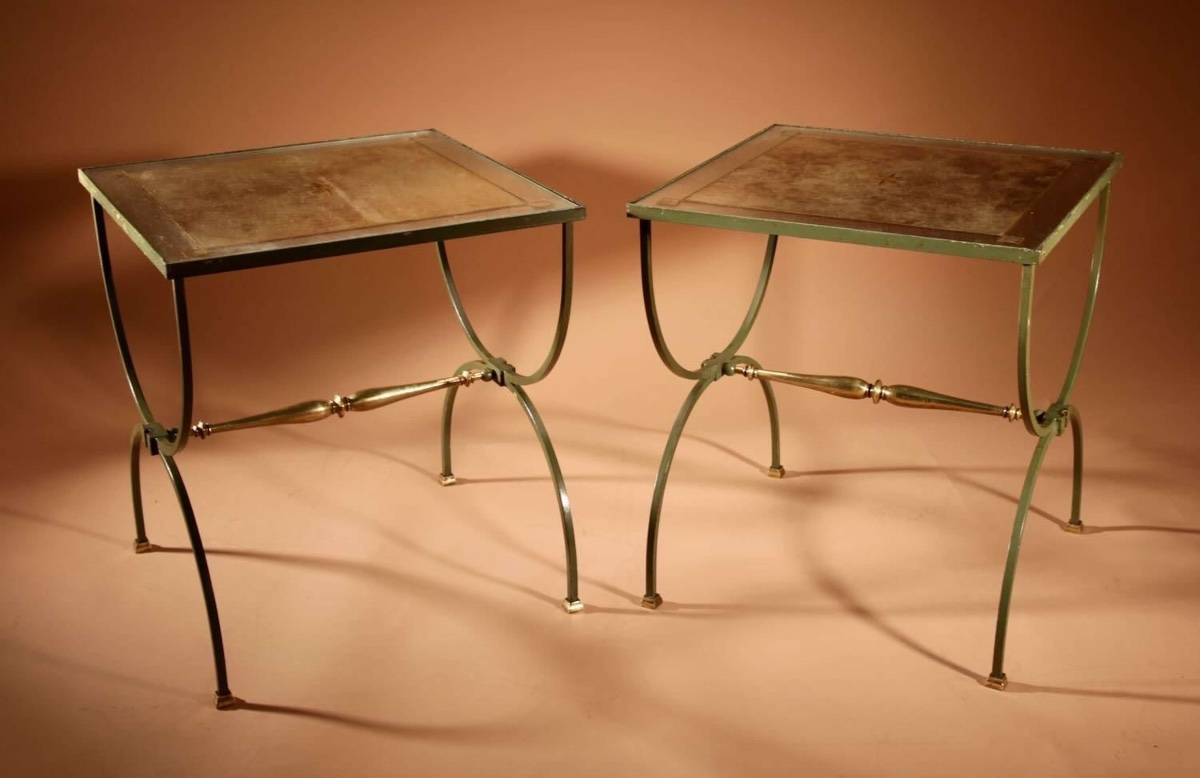 Four Parts Art Deco Wrought Iron, Brass And Original Glass French Coffee Table.-photo-3