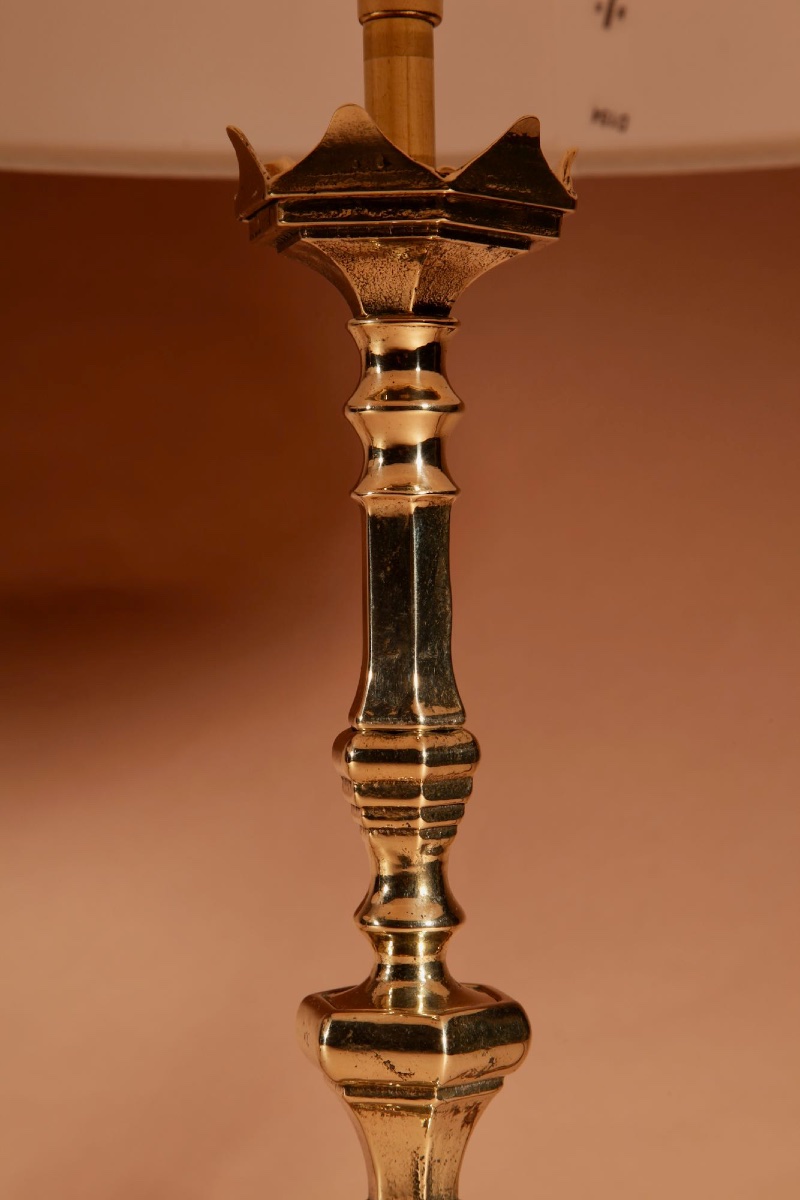   A Pair Of Original Cast Brass Table Lamps.-photo-3