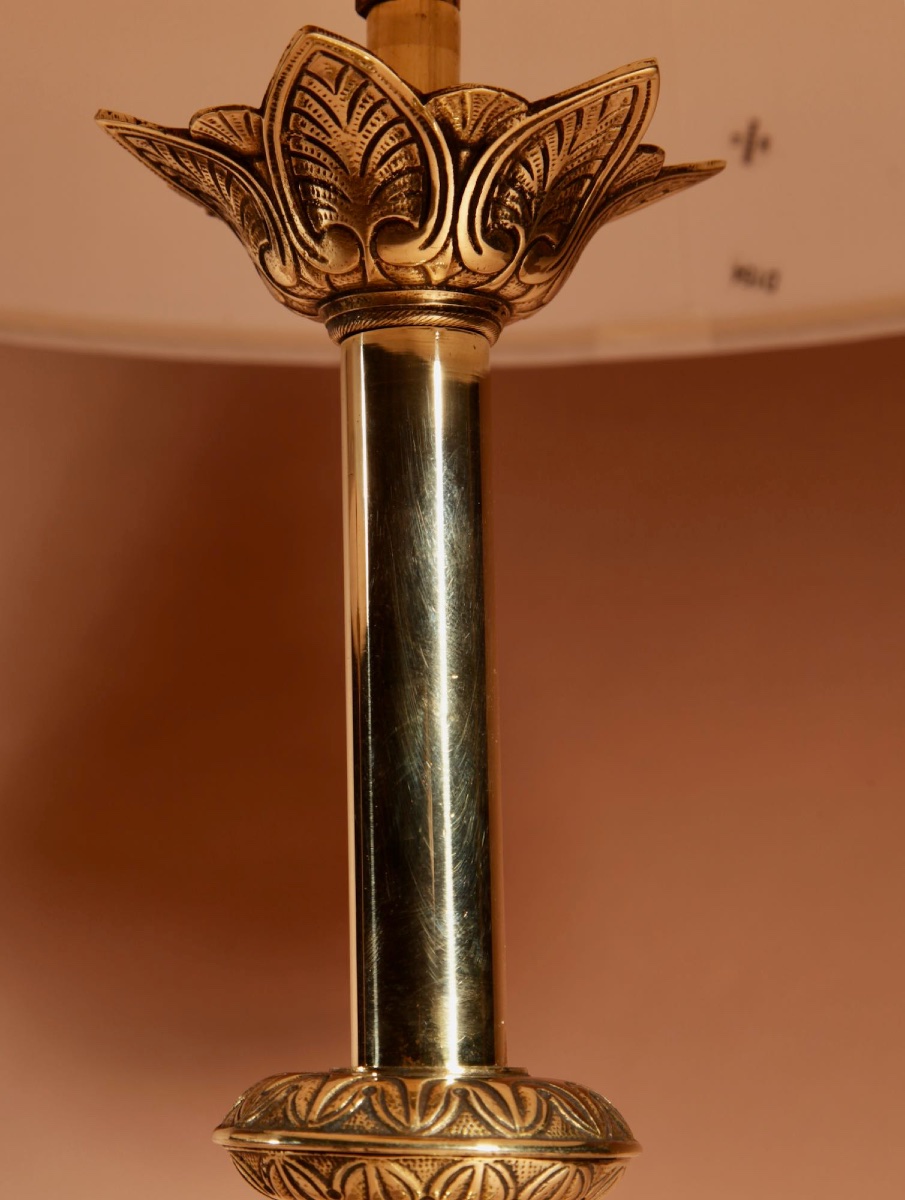 A Pair Of Fine Cast Brass Table Lamps, In The Early Gothic Style.-photo-4