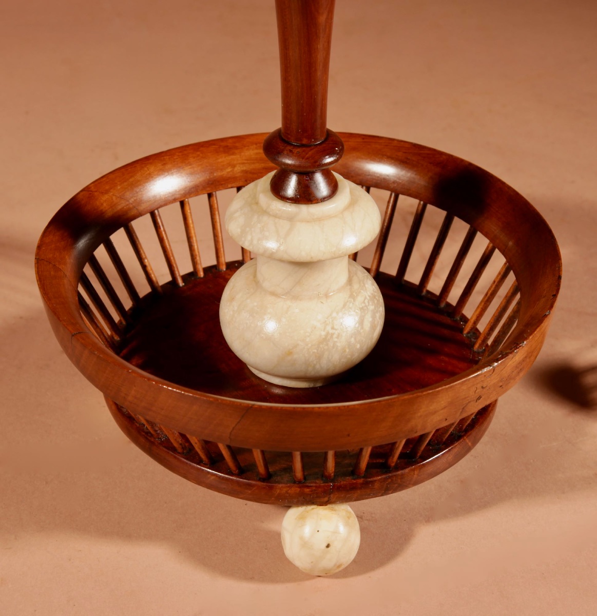 A Fine Very Rare Fruitwood And Alabaster Wool Winder Anglo Dutch Circa 1850.-photo-1