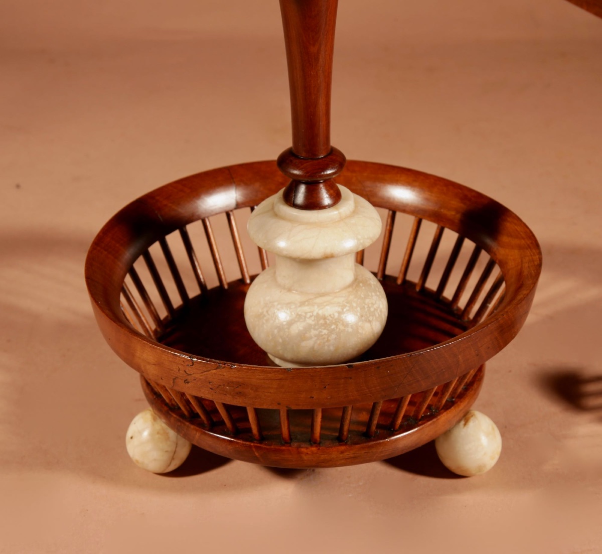 A Fine Very Rare Fruitwood And Alabaster Wool Winder Anglo Dutch Circa 1850.-photo-2
