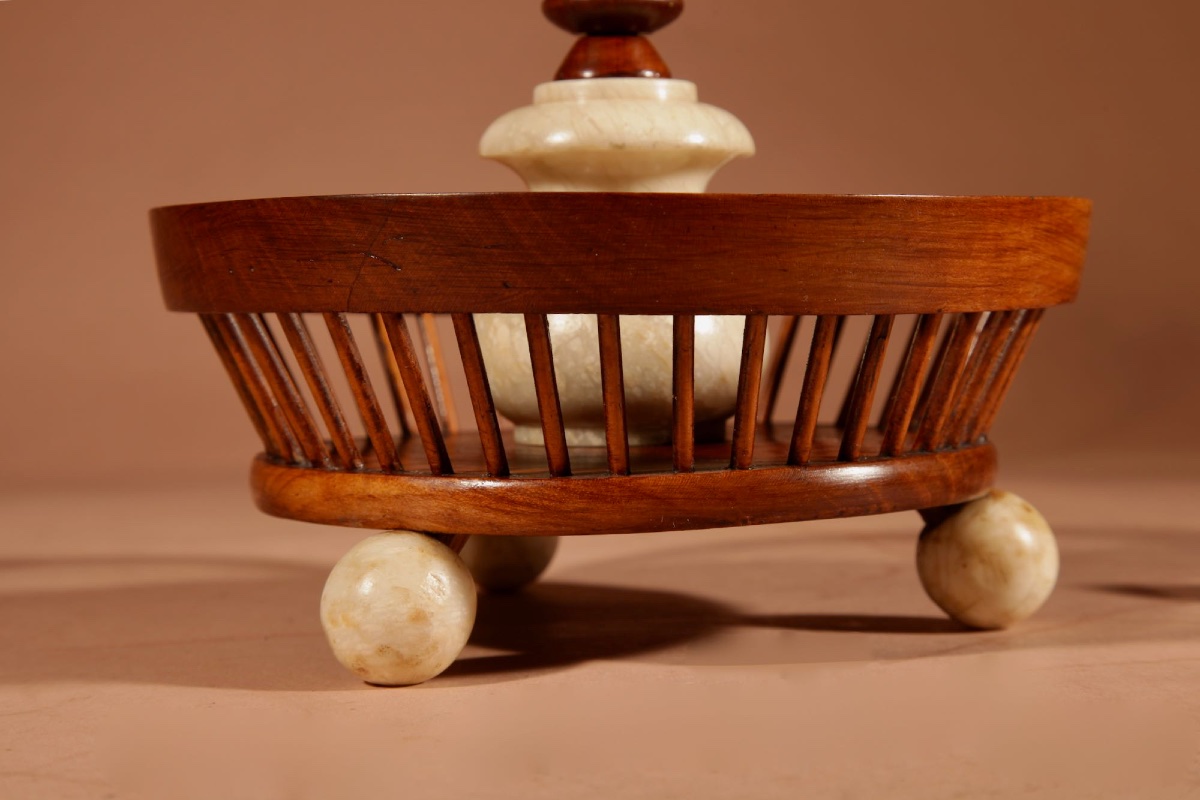 A Fine Very Rare Fruitwood And Alabaster Wool Winder Anglo Dutch Circa 1850.-photo-5