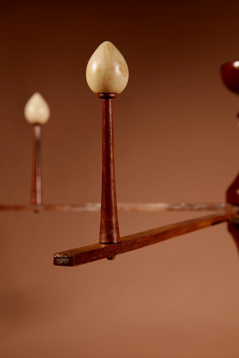 A Fine Very Rare Fruitwood And Alabaster Wool Winder Anglo Dutch Circa 1850.-photo-6