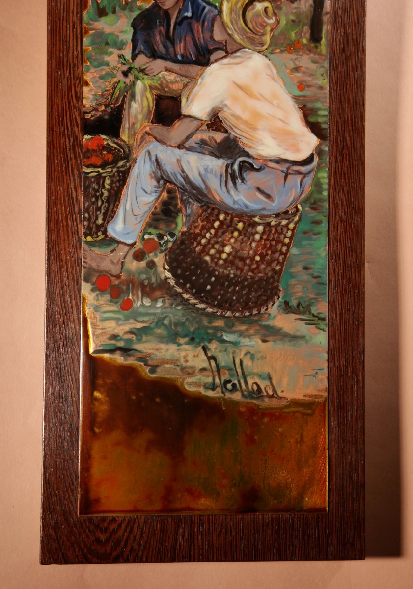 An Interesting Enamel On Copper Painting By Nella Damsma.-photo-2