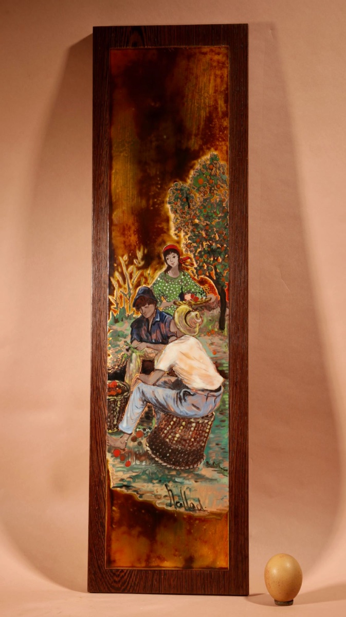 An Interesting Enamel On Copper Painting By Nella Damsma.-photo-3