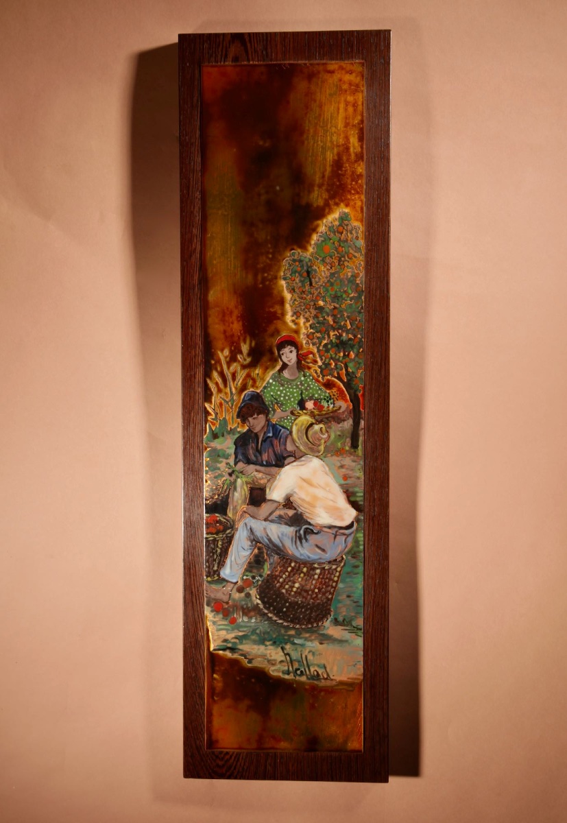 An Interesting Enamel On Copper Painting By Nella Damsma.