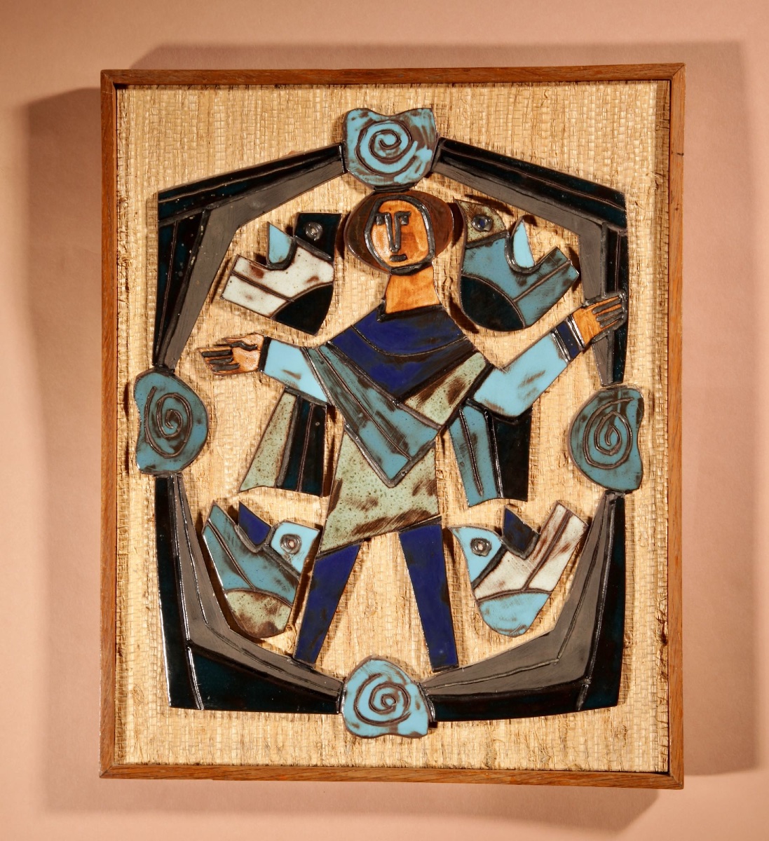 Intéressant bas-relief en céramique de l'artiste néerlandais Henk Potters, datant de 1967